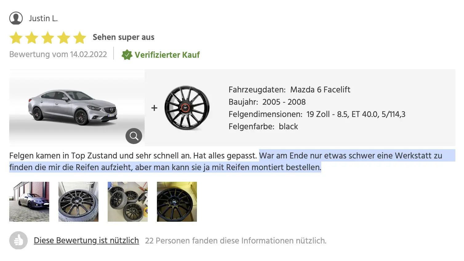 Komplettrad Kundenbewertung